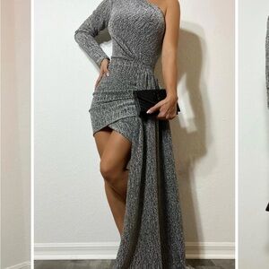 CAMEO METALLIC DREAMS ONE SHOULDER DRESS Size Small